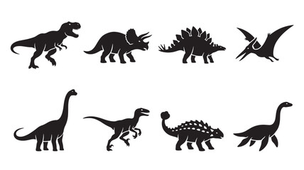 Dinosaur Silhouette Set with Multiple Prehistoric Creatures and Distinctive Shapes for Educational and Decorative Design © Hakim