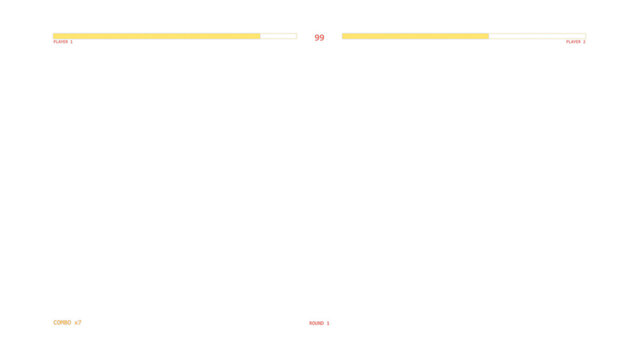 Fighting game health bars and timer HUD, transparent PNG