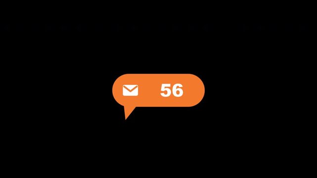 Direct Message Notification Bubble Envelope Icon Counter Pop Up Orange Transparent Background Alpha Loop