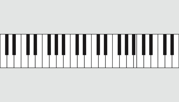 Seamless seamless pattern of clean black and white piano keys representing music instrument classic backdrop.
