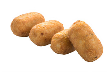Fototapeta premium Freshly Cooked Golden Crispy Potato Wedges Isolated transparent background