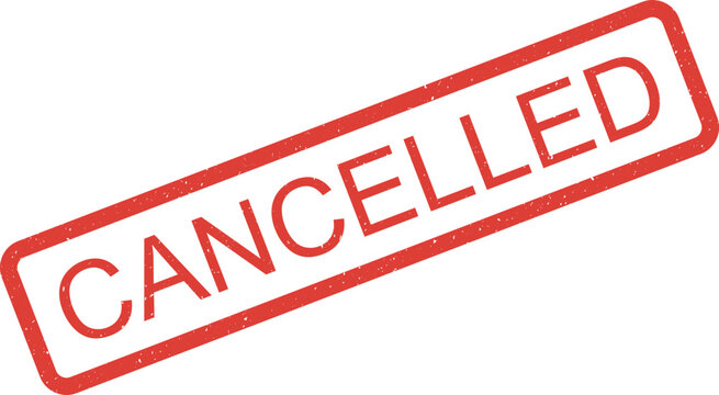 Striking red grunge rubber stamp indicating a cancelled status or an annulment of appointments, events, or agreements