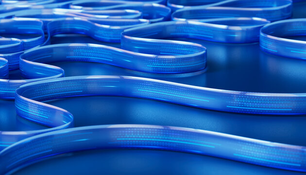 3D Cyber Ribbon Terrain mapping fluid digital channels