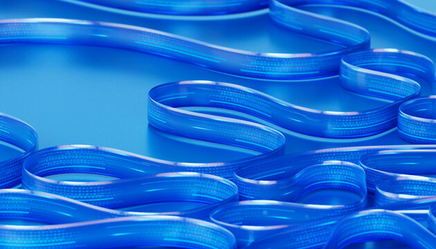 3D Technology Wave Pattern creating an abstract blue grid
