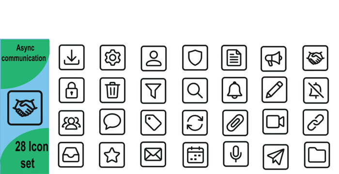 Asynchronous communication icon set 20 line icons for digital collaboration and remote work
