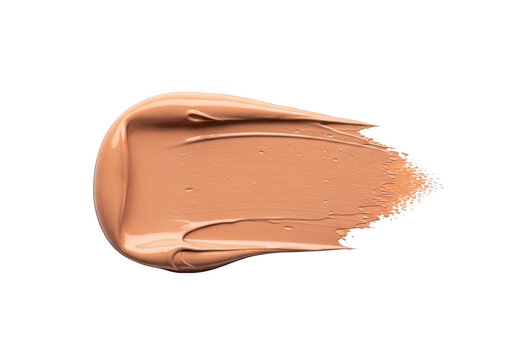 Beige liquid foundation makeup smear on a white background