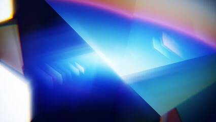 Plakat Blue diagonal prism light with cinematic flare background.