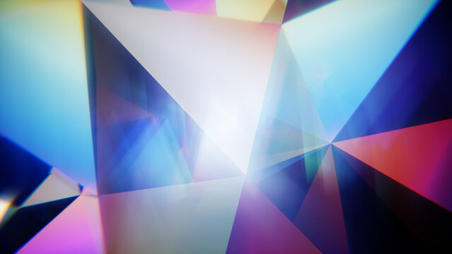 Prismatic flare overlay with pastel cinematic light background.