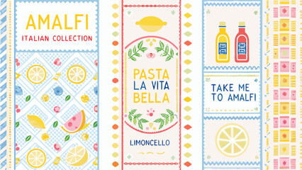 Lemon and floral ornament vector illustration showcasing italian themed designs and bright yellow accents amalfi coast italy © ChampaRani