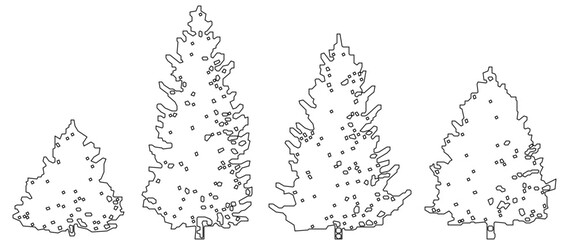 Four coniferous evergreen tree shapes isolated on transparent background © KabitaRani