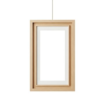 Modern hanging picture frame with wooden trim