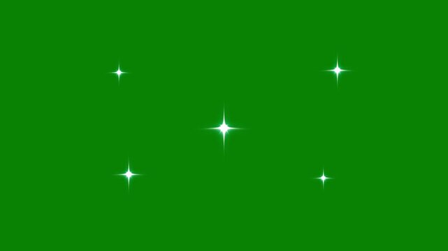 sparkling stars animation, magic stars flash, Glowing and twinkling star motion graphics, doodles style stars Blinking, Sparkle stars shine effect on green background, looping animation. 4k