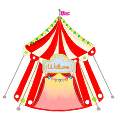 Circus tent with tiny flags illustration © Yayamoonsun