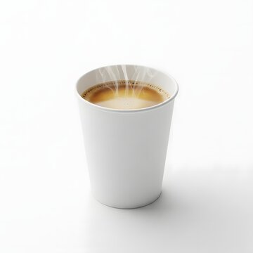 White cup of latte with steam
