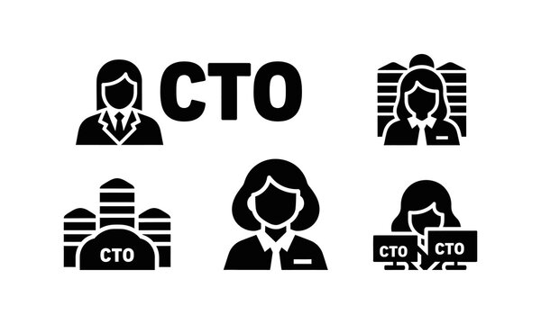 CTO chief technology officer business icons.