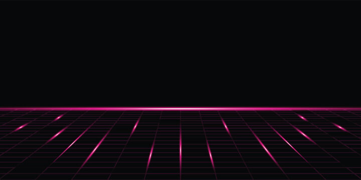 LEVEL UP icon pixel art 8 bit. Retro Futurism Sci-Fi Background. glowing neon grid and stars from vintage arcade computer games