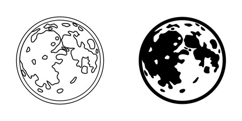 Two Cratered Moons Side By Side In Minimal Icon Style. © EPIZON DESIGN