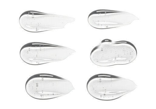 Set of six grey paint brush strokes on a white background