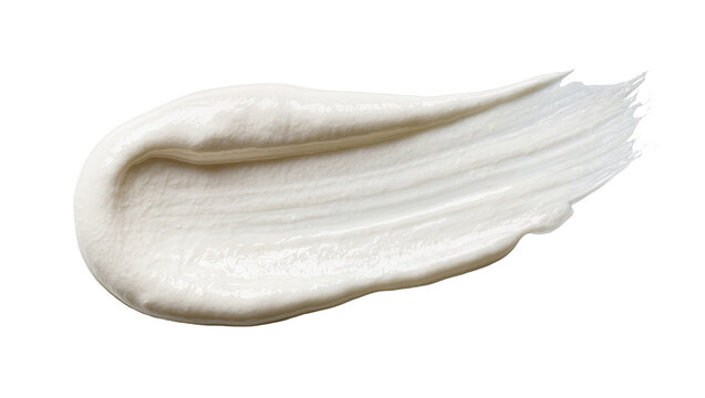 Isolated textured creamy white skincare product smear makeup swatch on a clean surface
