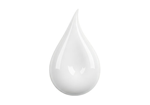 Single white liquid drop of cream or milk isolated on a white background