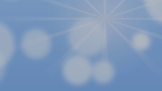 Soft blue sky with sun rays and clouds