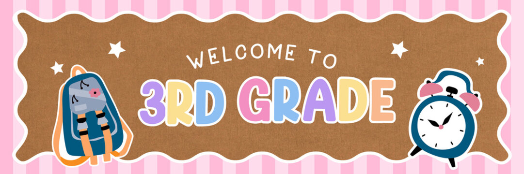 Welcome to 3rd Grade Classroom Banner Template with Backpack