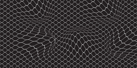 Soccer goal mesh, fishnet pattern or fish net background, vector seamless texture. Black rope net pattern on white, fishing of football goal or sport net and fishnet with knot grid or wire netting © aba