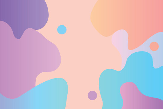 Aesthetic pastel fluid shapes abstract background with vibrant cyan blue and soft orange colors