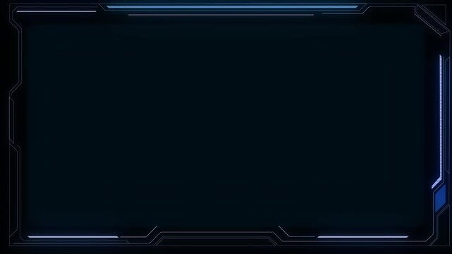 Blue tech border panel visual with dark empty display area, thin HUD corner details, and clean futuristic screen style. Perfect for interface videos, data titles, sci fi screens, and overlays.