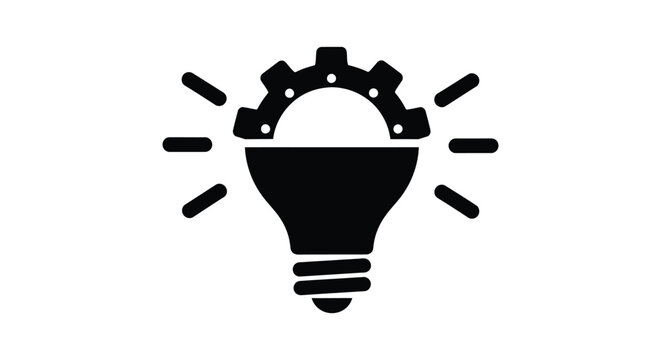 Lightbulb icon with gear inside glowing bright