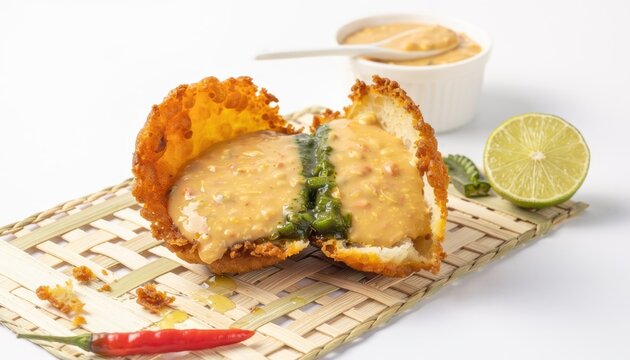 Acaraje with Vatap and Caruru Served with Lime
