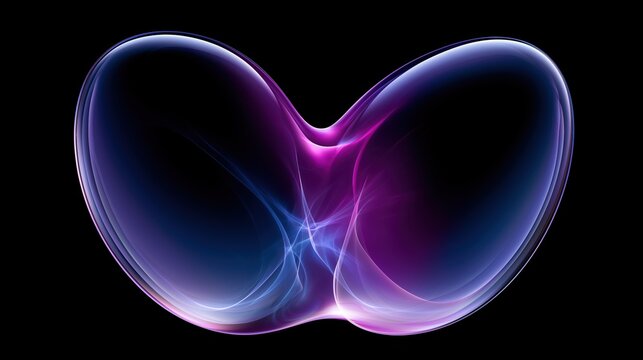 Glowing purple twin bubble abstract form for futuristic luxury design.

