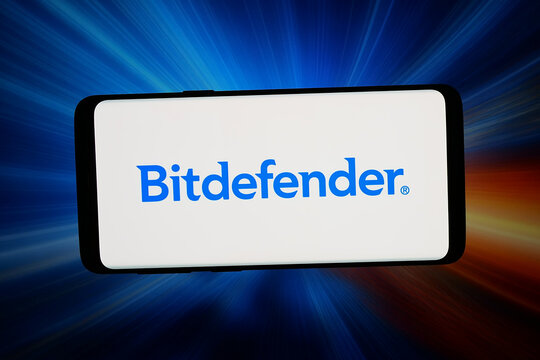 Stuttgart, Germany - 07-16-2026: In this photo illustration, the logo of cybersecurity company Bitdefender is displayed on a smartphone in front of abstract background on computer screen.