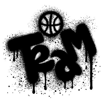 Basketball Team graffiti with black spray paint. vector illustration.