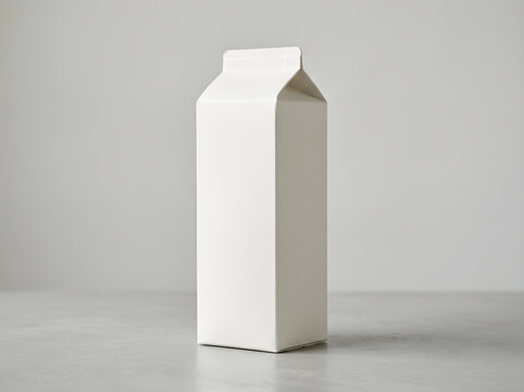 Empty white paper milk carton on clean surface