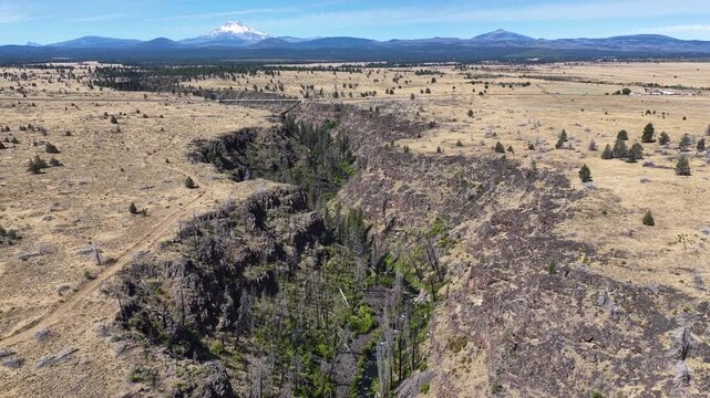 Over millennia Mill Creek has carved a 230-foot deep canyon on the Central Oregon plateau between Bend and Portland. This scenic area of high desert is part of the Warm Springs reservation.