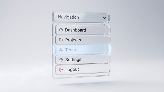 Floating glass dropdown choice menu featuring a highlighted active item.