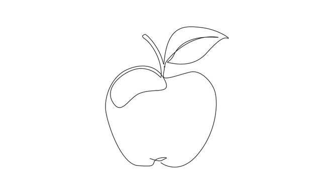 animated continuous line drawing of an apple, line art animation