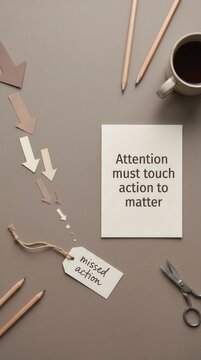 Attention must touch action to matter quote on a card, illustrating Low Attention Span