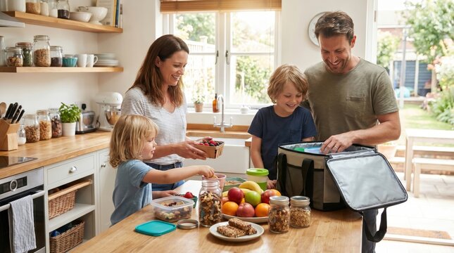 Family Preparing Picnic Food for Summer Bank Holiday