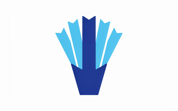Modern Abstract Graphic Design Featuring Blue and Light Blue Arrow Shaped Petals Symbolizing Growth Direction and Progress