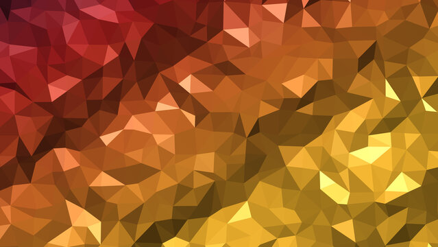 Abstract Low Poly Geometric Polygon Background in Warm Red and Gold Colors