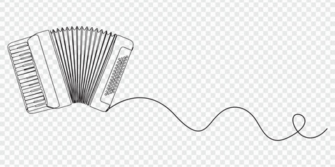 Piano accordion musical instrument object one line art design vector, A single line drawing of a accordion. Continuous line piano accordion icon. One line icon. Vector illustration, Continuous one © Md