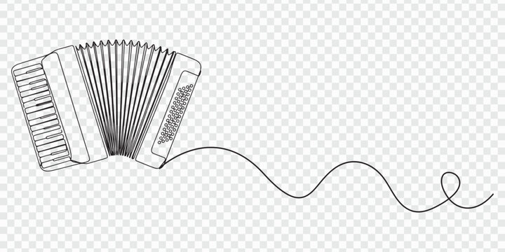 Piano accordion musical instrument object one line art design vector, A single line drawing of a accordion. Continuous line piano accordion icon. One line icon. Vector illustration, Continuous one