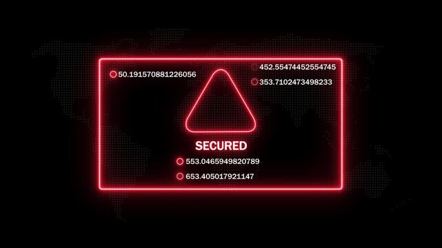 Cyber security warning interface with glowing red neon alert and dynamic digital data streams for advanced network protection, system monitoring, information privacy, and secure server access concepts
