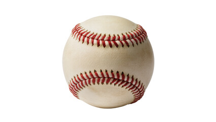 Isolated official game baseball with signature red seams and leather texture visible. © Saoirse