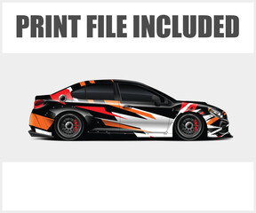 Naklejka premium Dynamic Sports Car Wrap Design with Modern Graphics