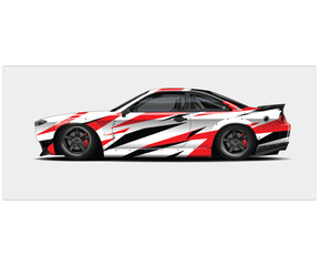 Naklejka premium Dynamic Red and White Racing Car Wrap Design