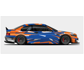 Naklejka premium Dynamic Sports Car Wrap Design with Bold Colors