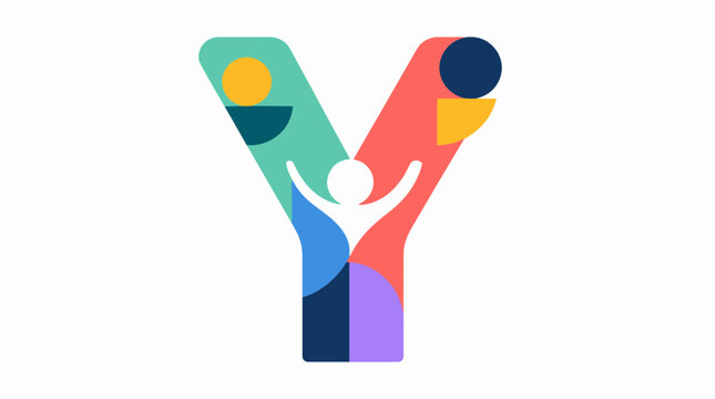 Colorful Y shaped logo with dancing figures.